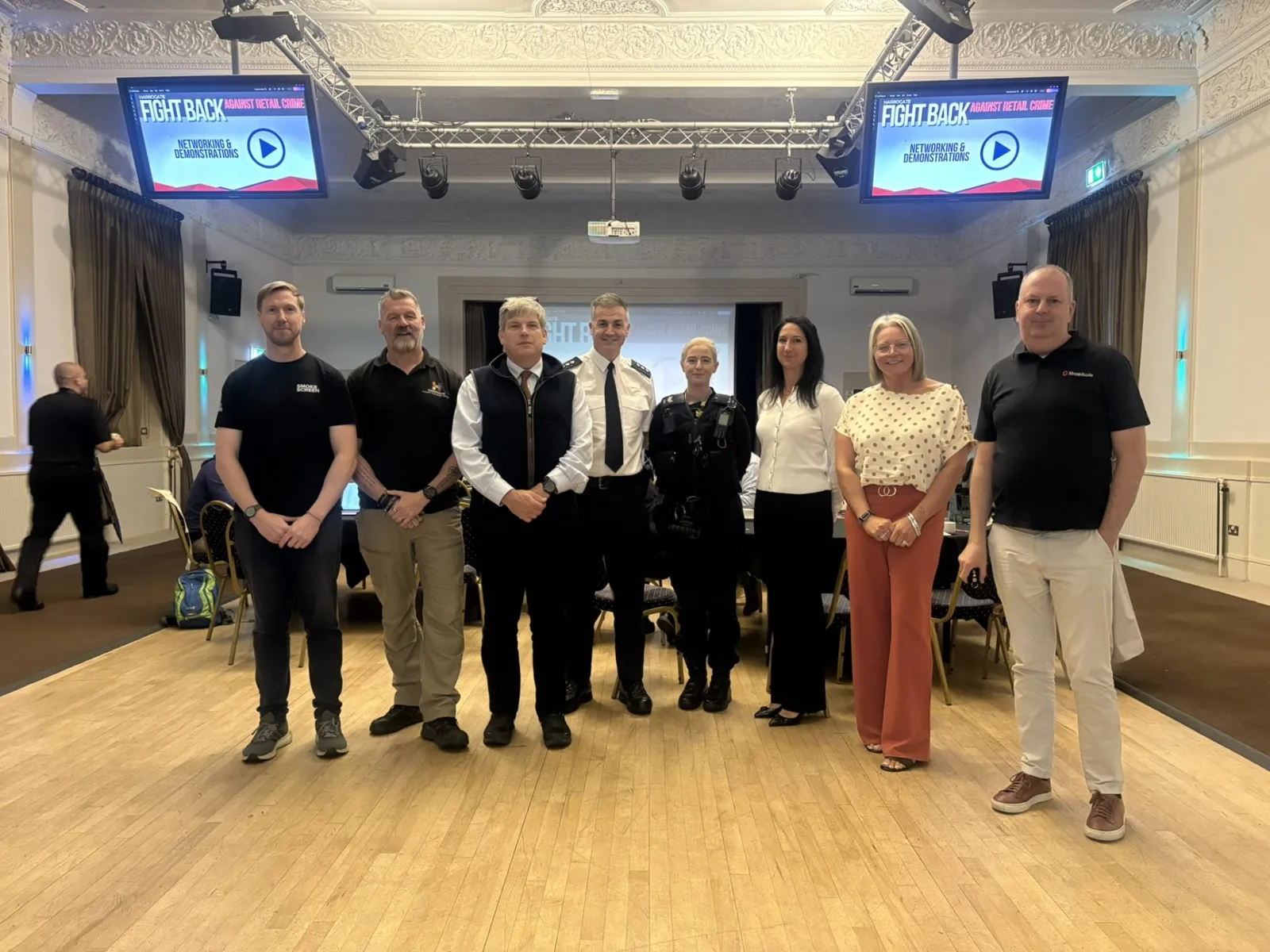 Police officers, Harrogate BID staff and industry speakers at the Fight Back Against Retail Crime event in Harrogate.