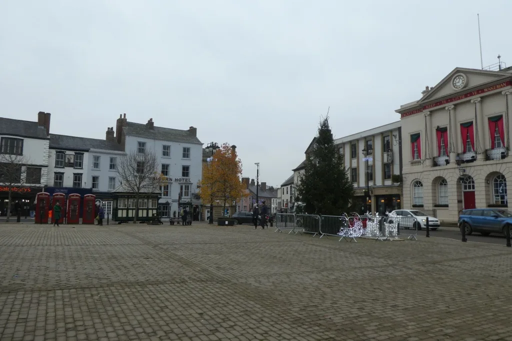 The Christmas tree in Ripon Market Square, in front of the Town Hall.
